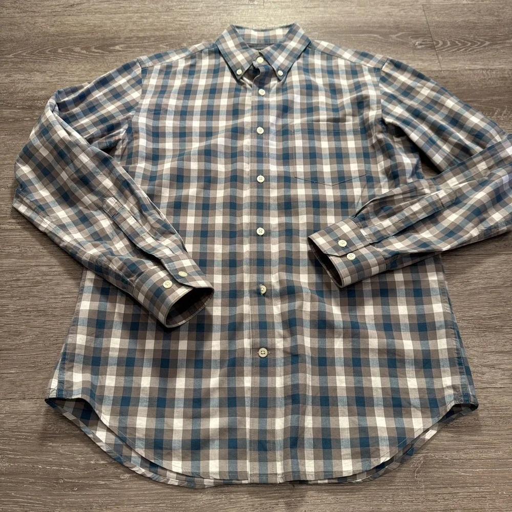 Banana Republic Shirt Mens S‎ Blue Cotton Gingham Button Down Preppy Work Office